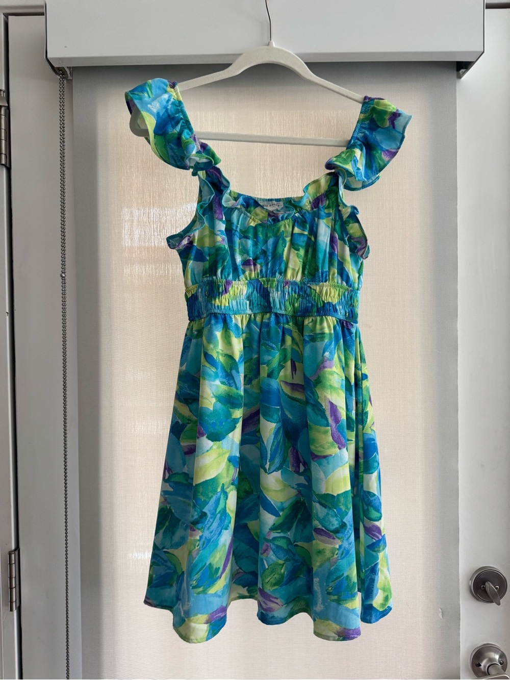 Blu Pepper Blue, Green & Purple Ruffle Strap Sundress